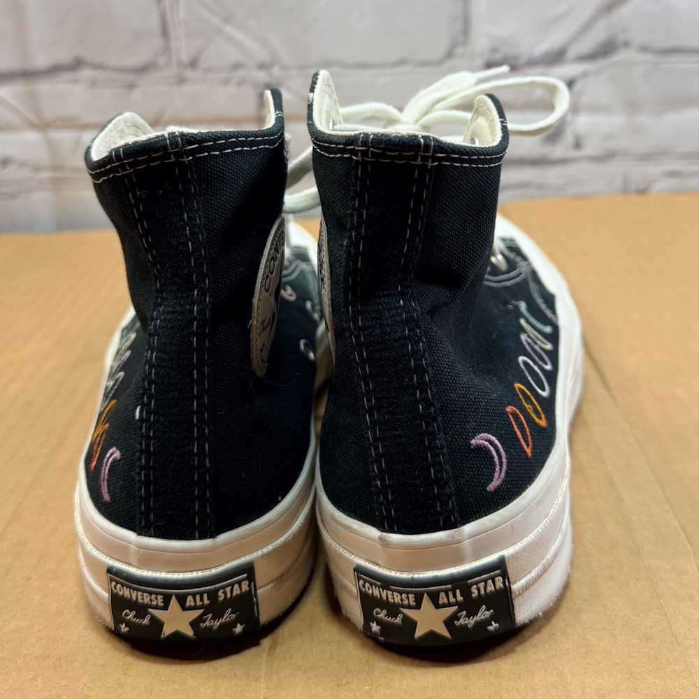 Converse Chuck 70 Hi Women 6.5 Black Moon Phase Celestial Embroidered A03738C - Picture 7 of 16